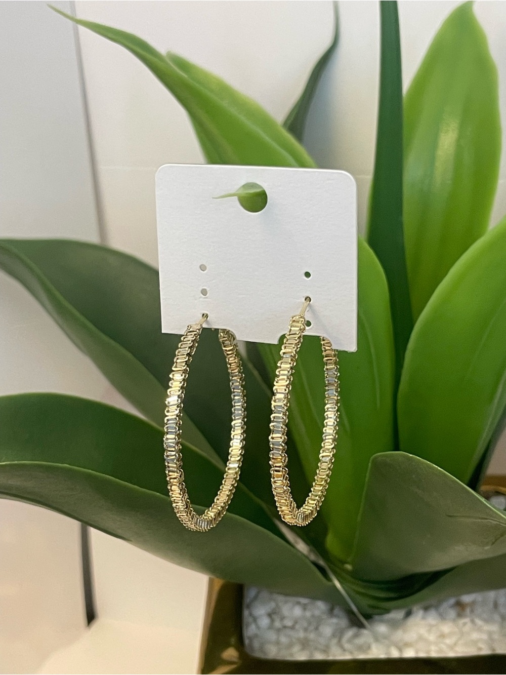 Gold Textured Hoop Earrings - Elegant Women Jewelry
